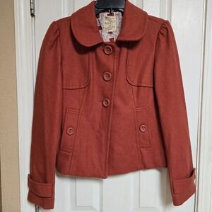 TULLE Women's Jacket Burnt Orange Wool Buttons Long Sleeve Small